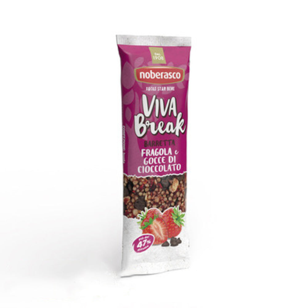 Barretta Viva Break Fragola e Gocce di Cioccolato 30g - Noberasco